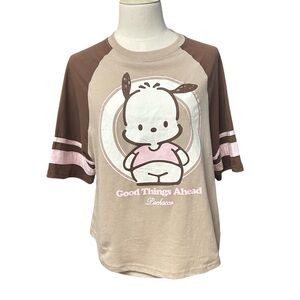 Pochacco Sanrio Womens T-shirt XXS Pink Brown New